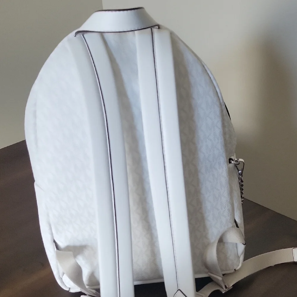 Michael Kors White Leather Backpack Minimalist Design - Picture 11 of 13